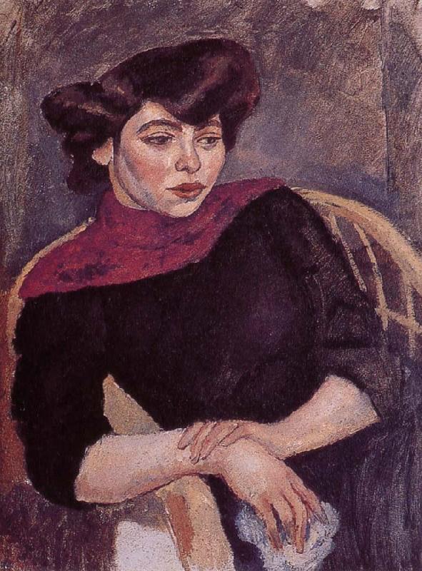 Jules Pascin Woman wearing the purple shawl china oil painting image